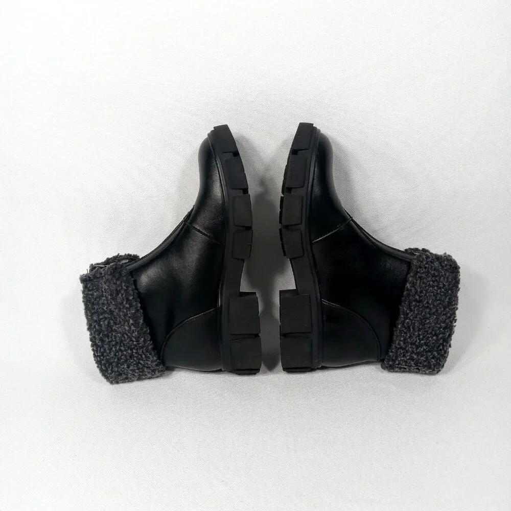 BLONDO Plaka Black Leather Winter Boots Lug Sole Waterproof Women's Size 6 M